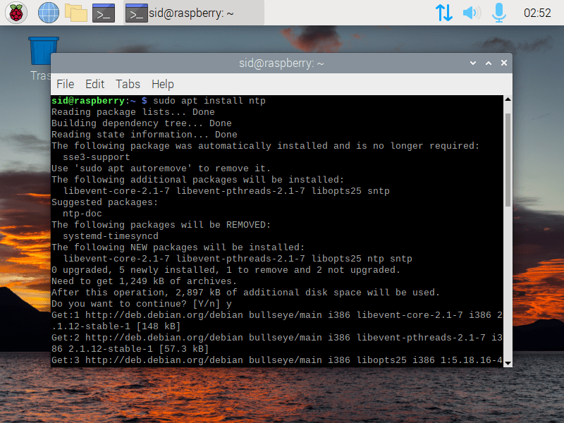 Raspberry Pi OS で日付と時刻を設定する Delft スタック